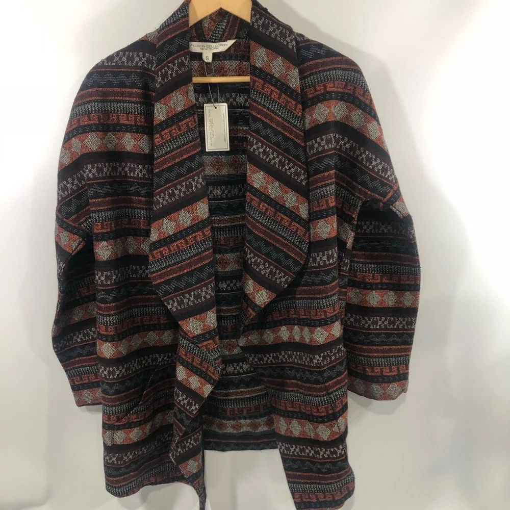Allison Collection Open Front Pattern Cardigan Jacket NWT - Picture 1 of 4